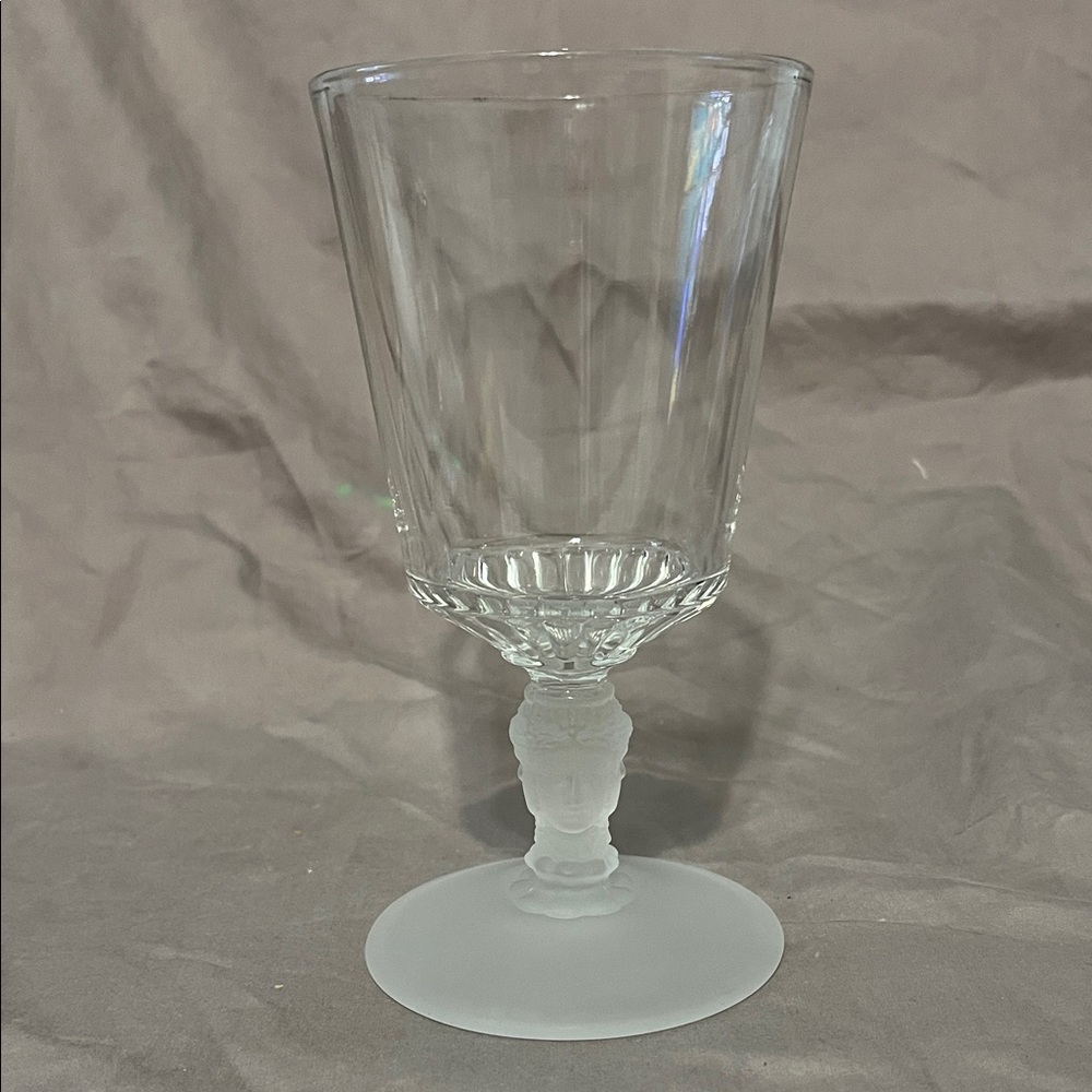 EAPG DUNCAN & MILLER THREE FACES FROSTED WATER GOBLET circa1878